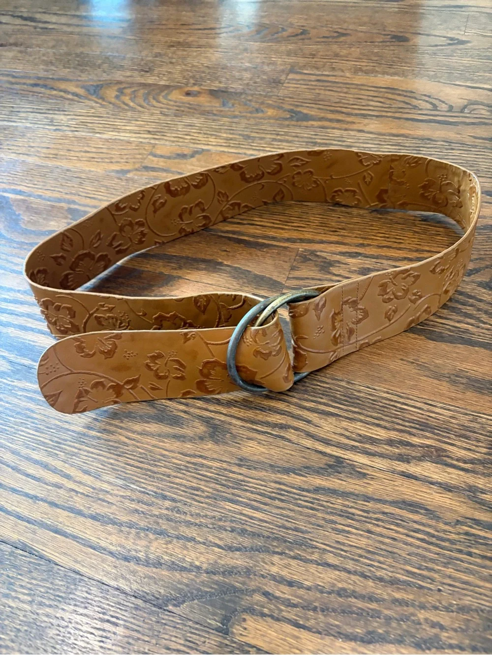 MODA INTERNATIONAL Floral Embossed Leather Boho Wide Belt